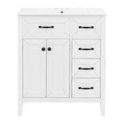Bathroom Vanity With Sink, Freestanding Design, Soft Close Doors & Drawers - White
