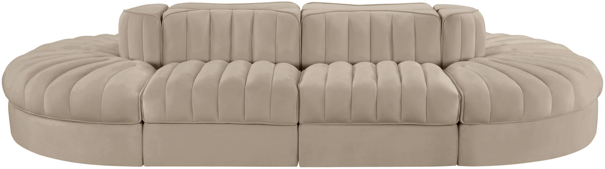 Rummi - Oval Velvet Performance Fabric Upholstered 8 Piece Modular Sectional