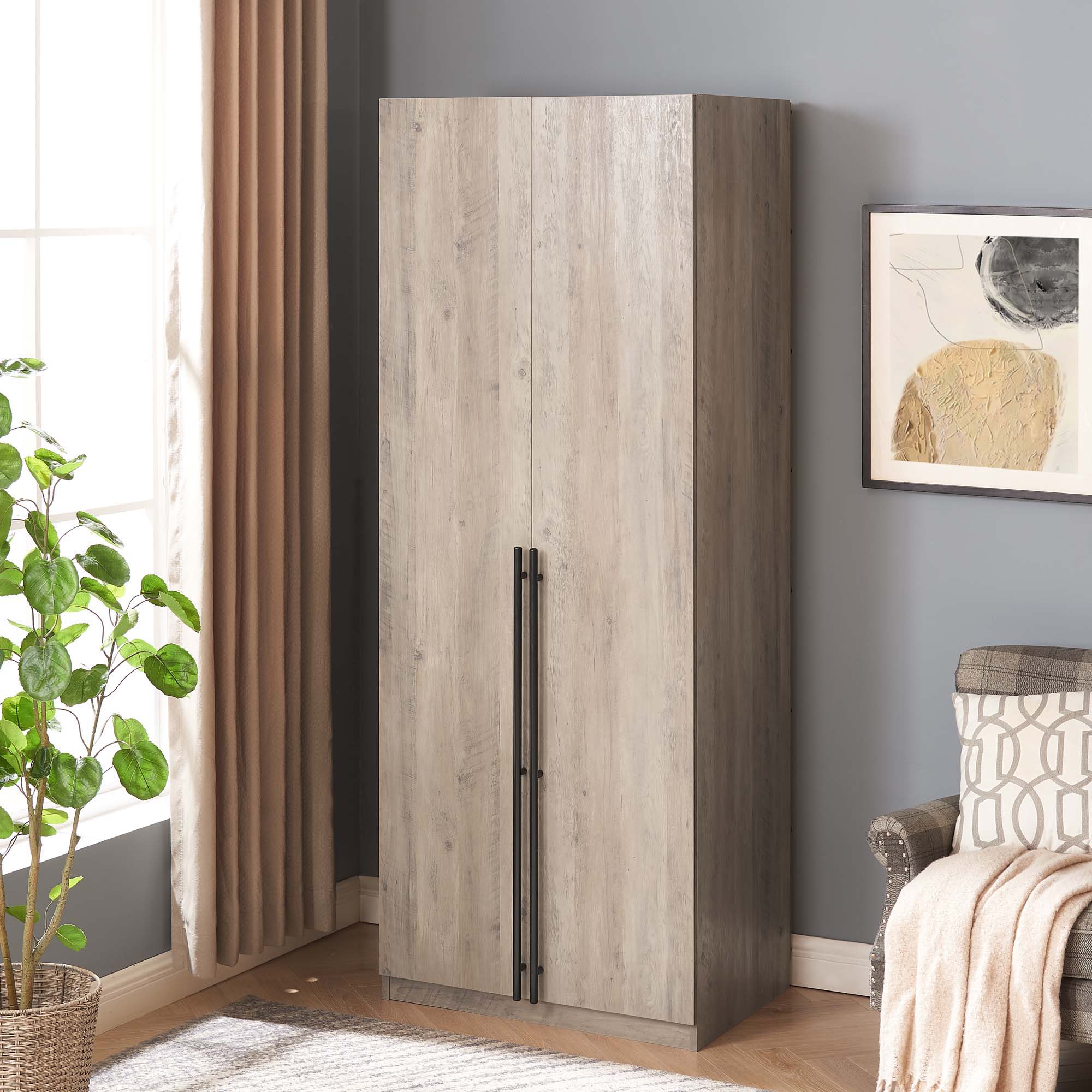Lee - Free Standing Wardrobe Closet With Drawers And Shelves