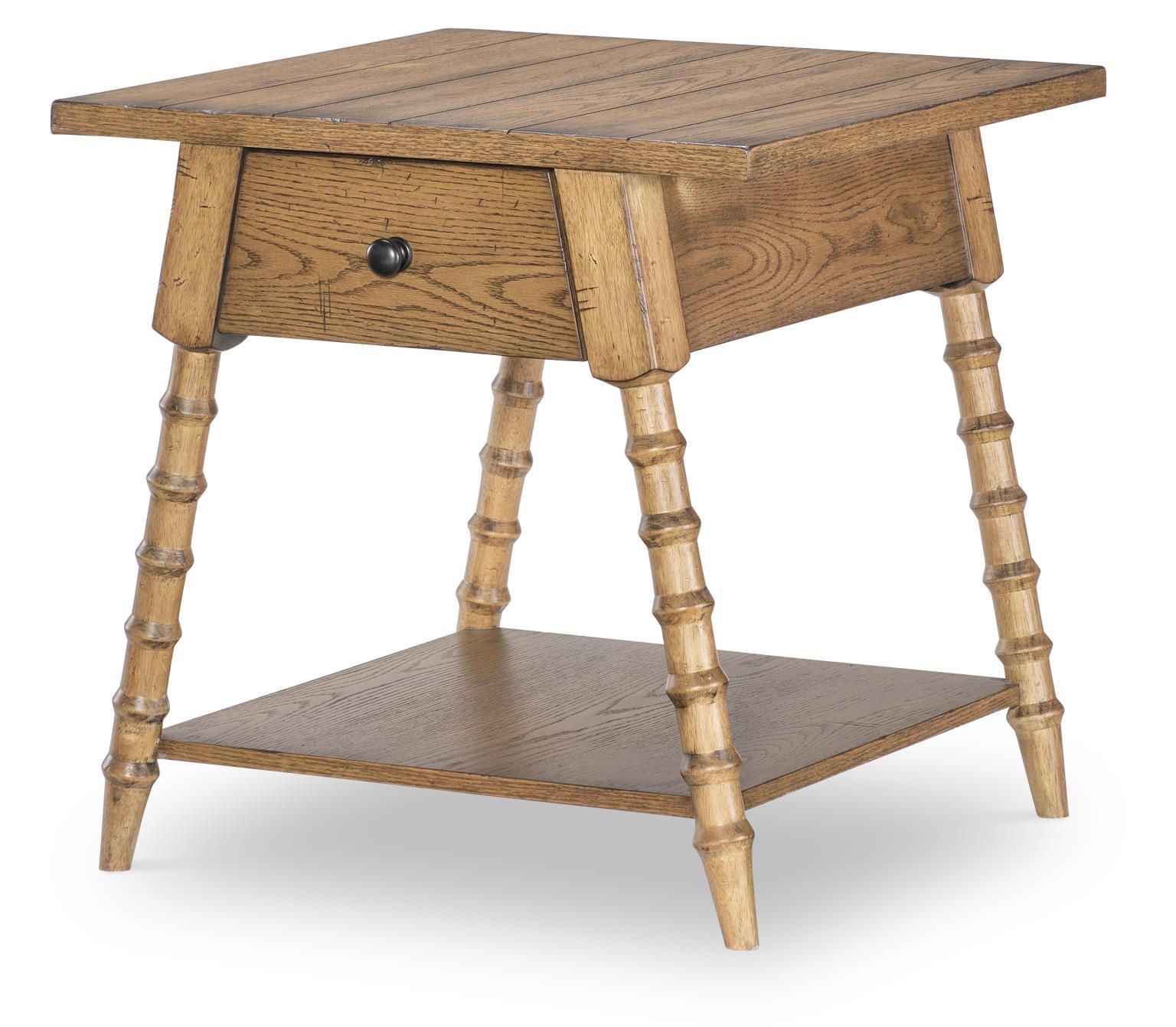 Vintage Market - Splayed Bobbin Leg 1 Drawer End Table