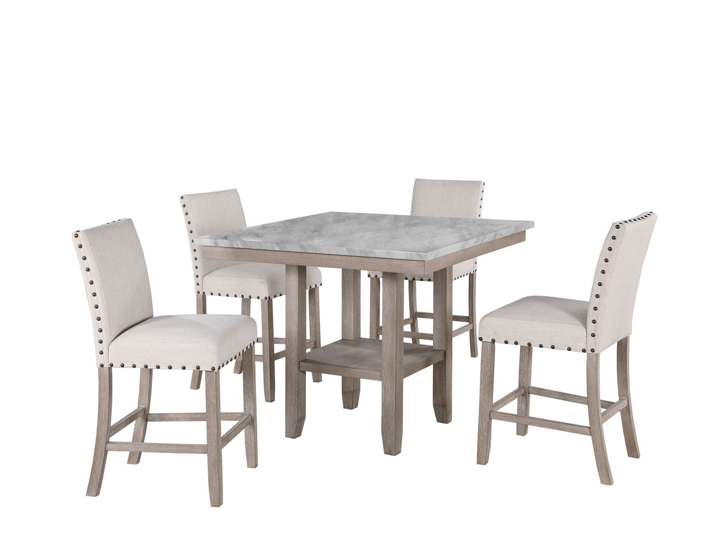 D4010 - 7 Piece Dining Room Set (Bar Table And 6 Bar Stools) - Natural / White