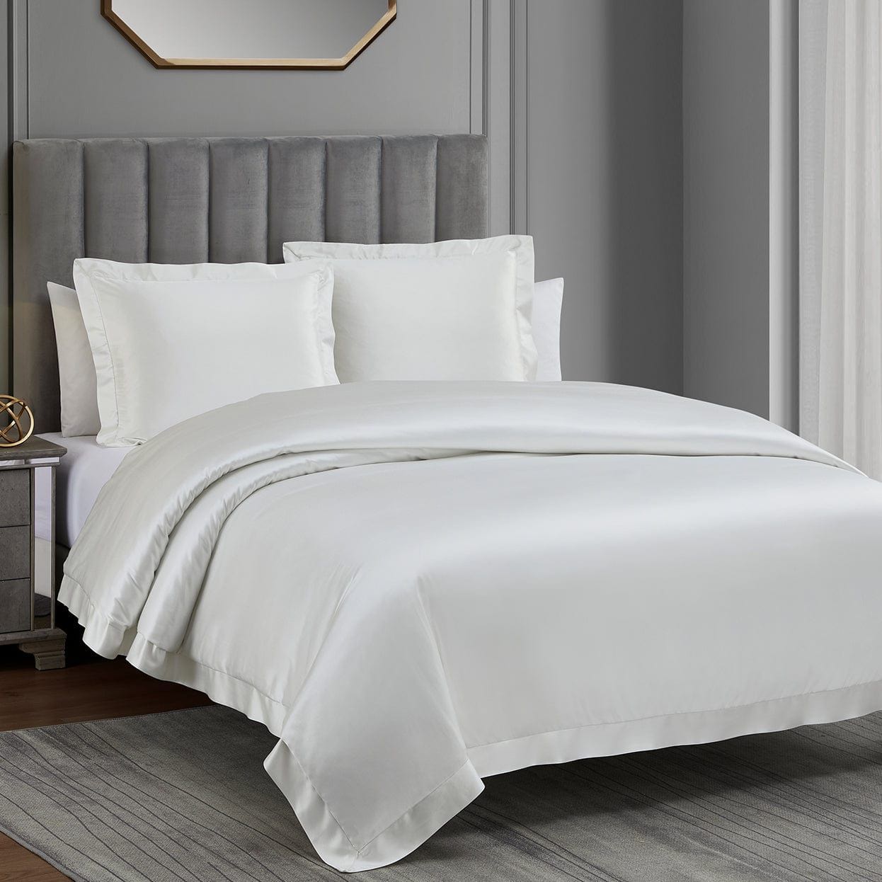 High Shine Satin - Queen Duvet Cover Set (Set of 3) - White
