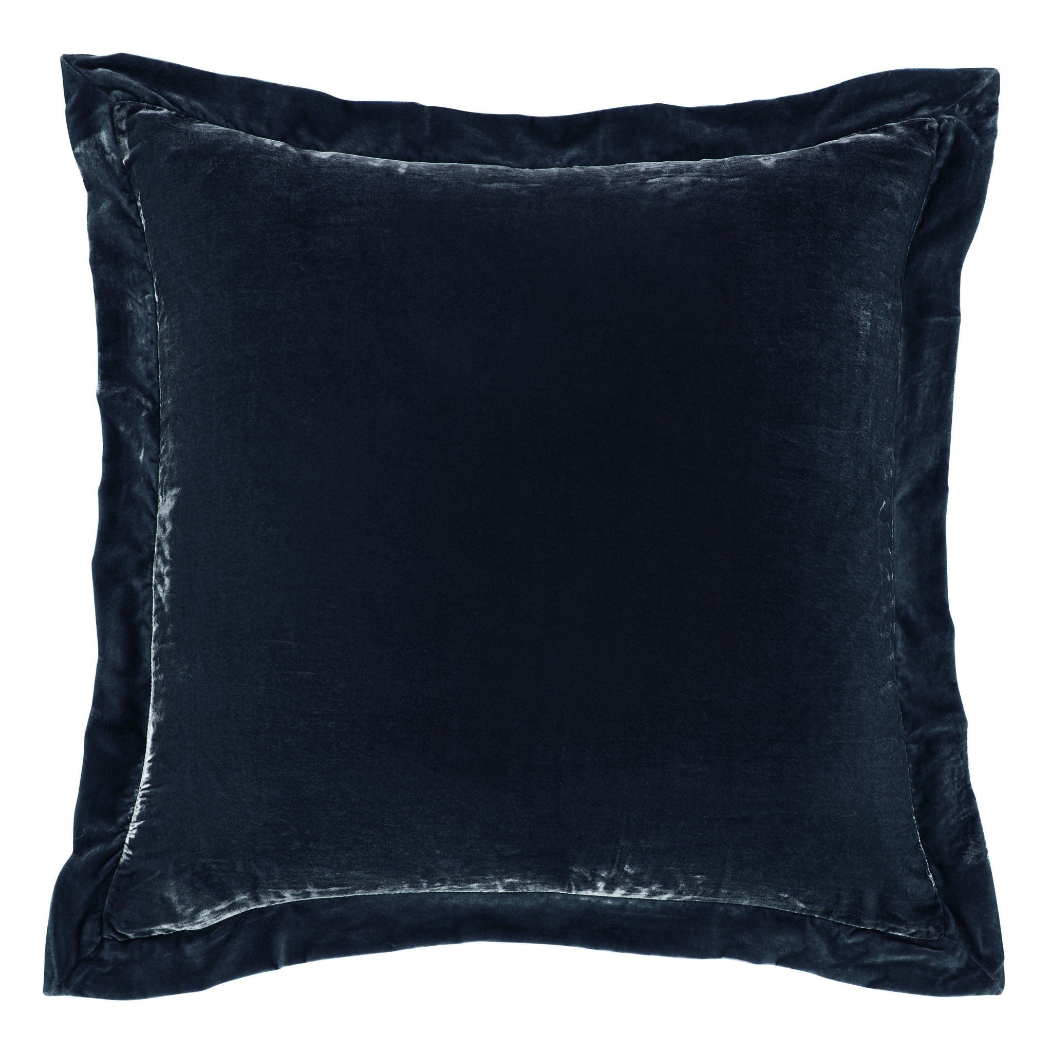 Stella - Faux Silk Velvet Flanged Euro Sham - Midnight Blue