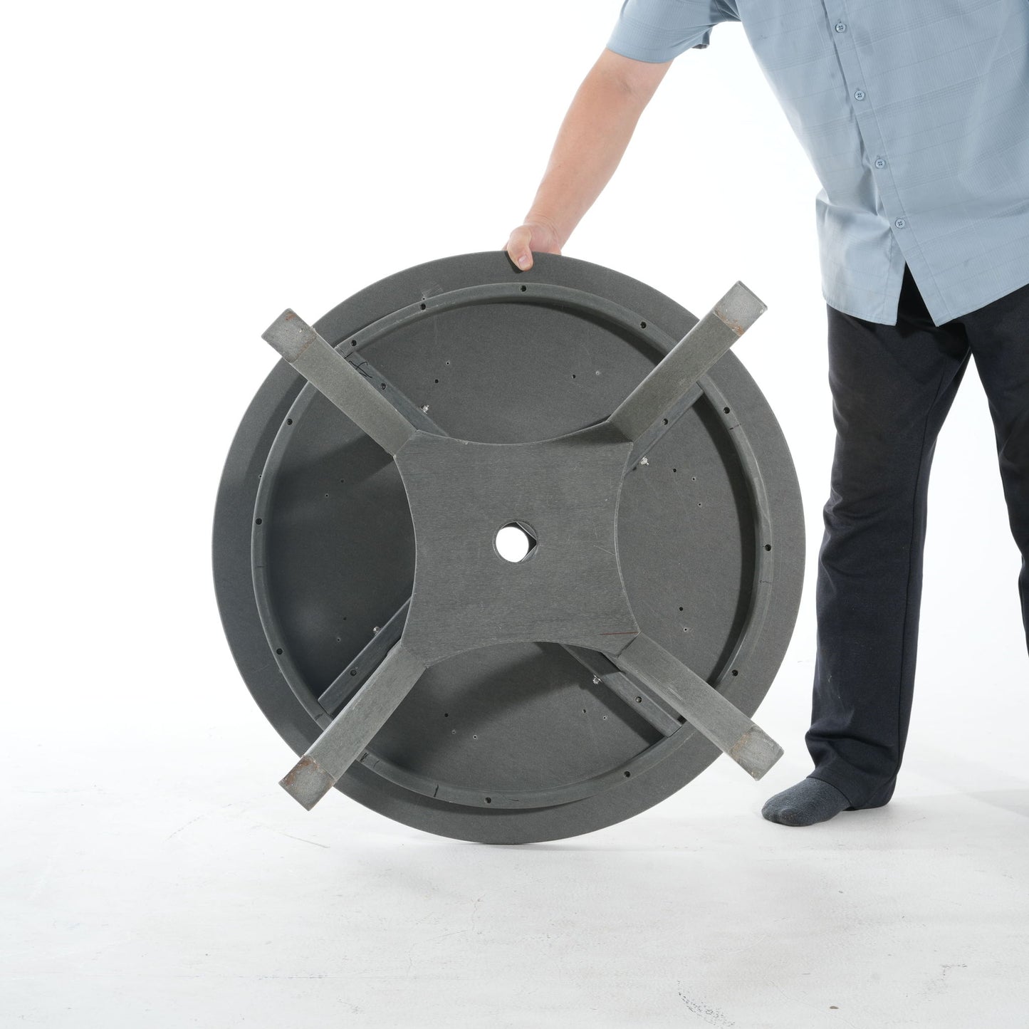 3 Piece Outdoor Dining Set, Round Patio Table With 2 Armless Chairs