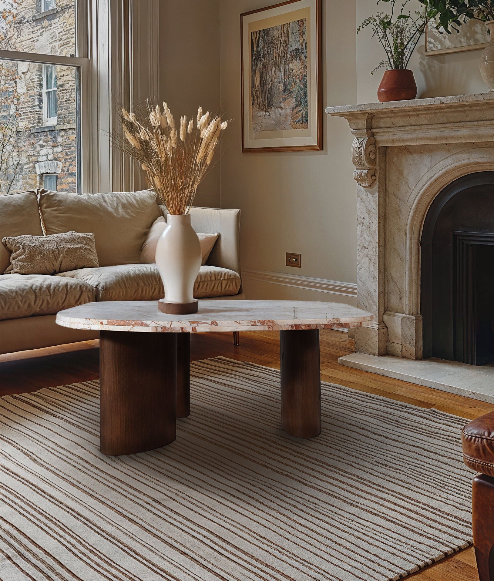 Puglia - Marble Top And Oak Wood Base Table