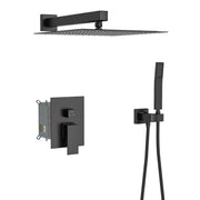 10" Square Dual Shower Head System Wall Mounted With Rough In Valve Modern Bathroom Fixture