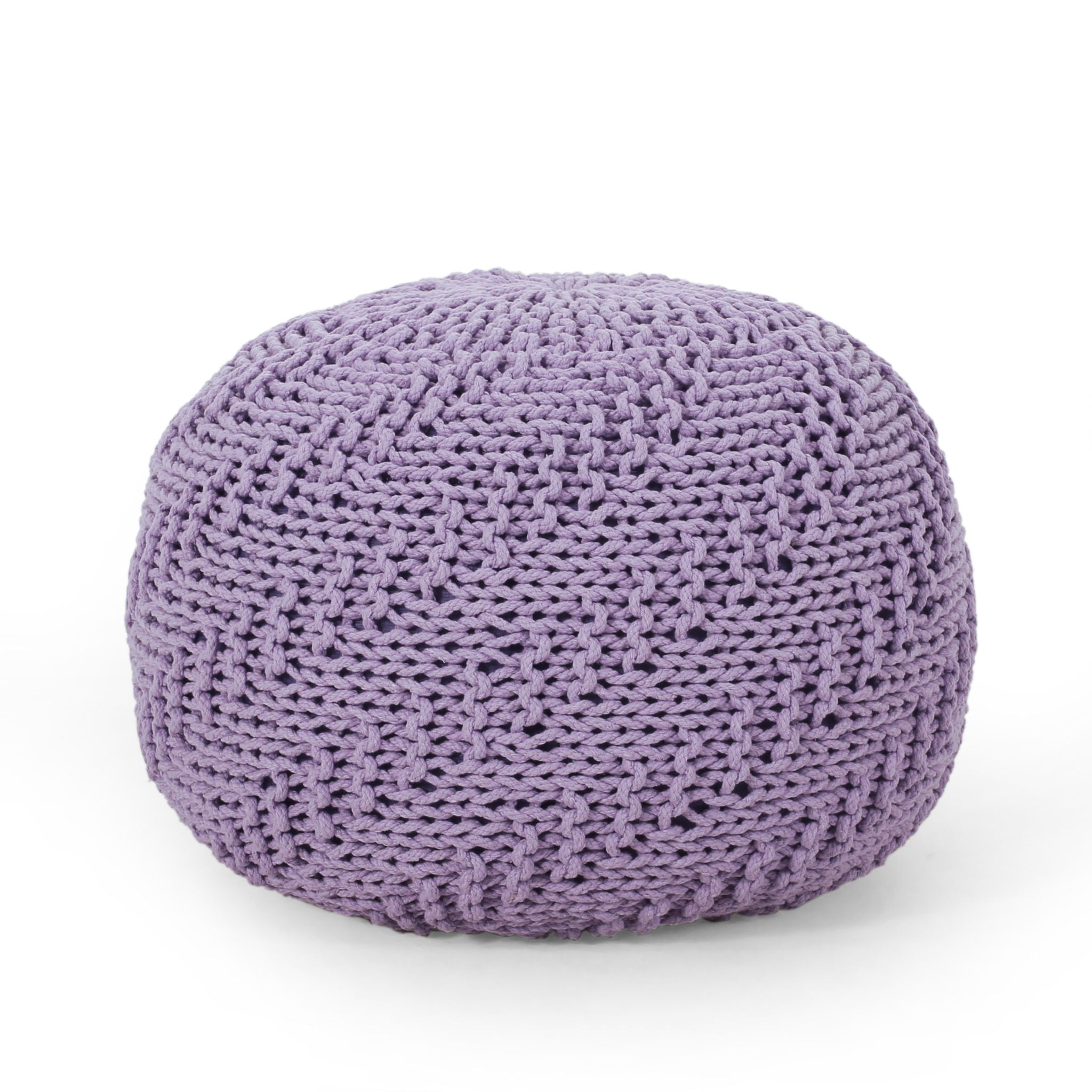 Bordeaux - Knitted Round Pouf Ottoman