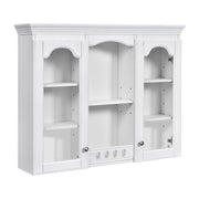 Wall-Mounted Medicine Cabinet With 2 Glass Doors, Adjustable Shelves - White