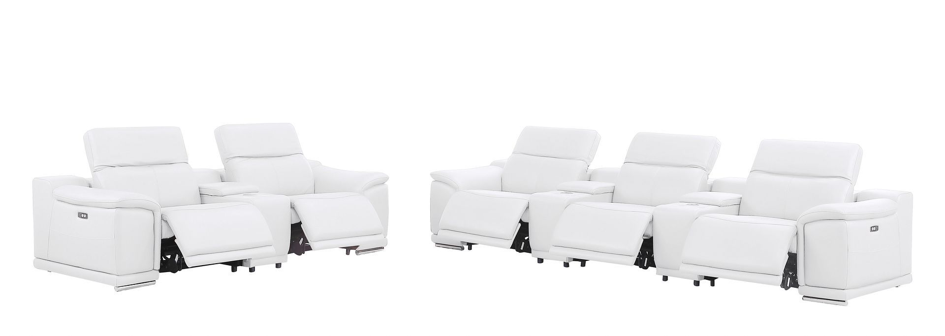 2679 - Power Reclining Sofa And Loveseat In Genuine Leather (5 Recliners With Power Headrests & 3 Consoles)