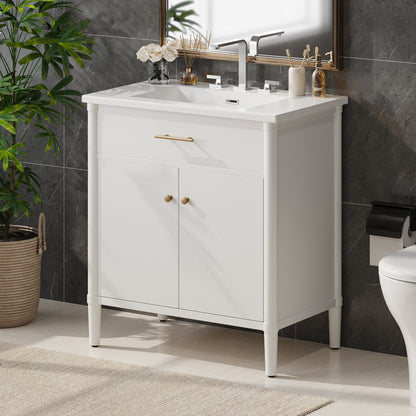 Bathroom Vanity With Sink, Soft Close Doors And Adjustable Shelf