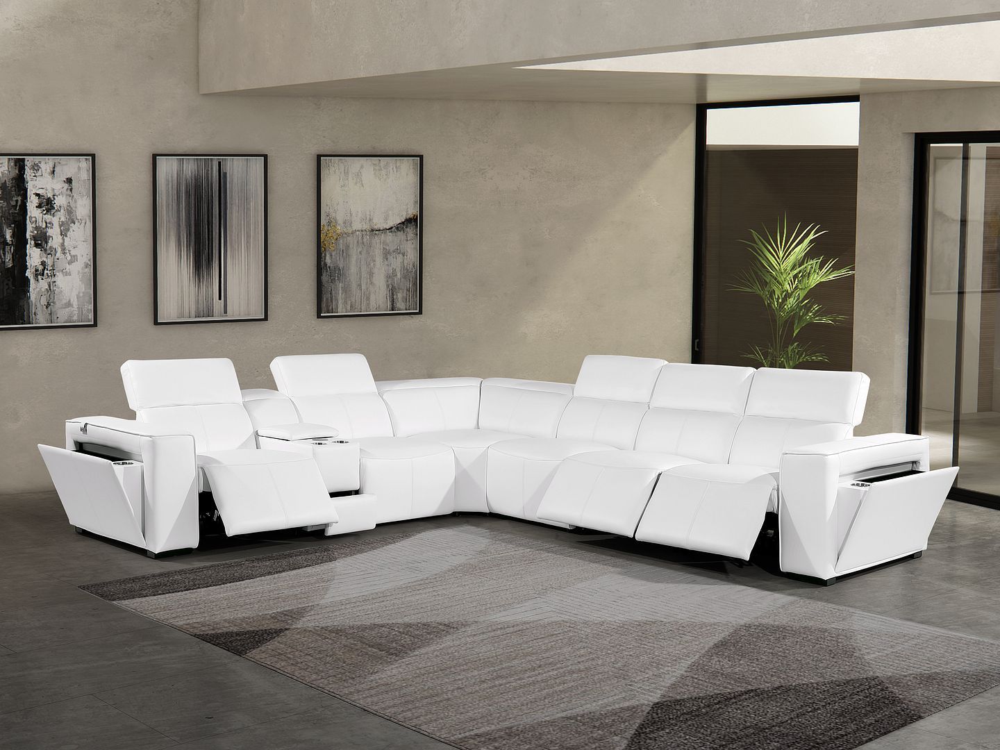 1224 - 7-Piece L-Shaped Sectional Sofa In With 3 Power Recliners & Power Headrests