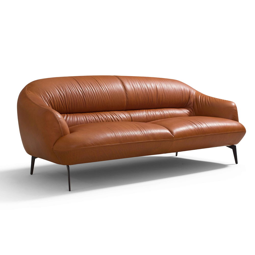 Leonia Cognac Leather Sofa - Thumbnail 2