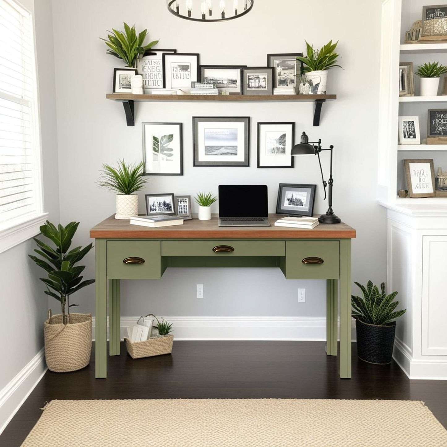 Vineyard - Writing Desk - Sage Green And Fruitwood