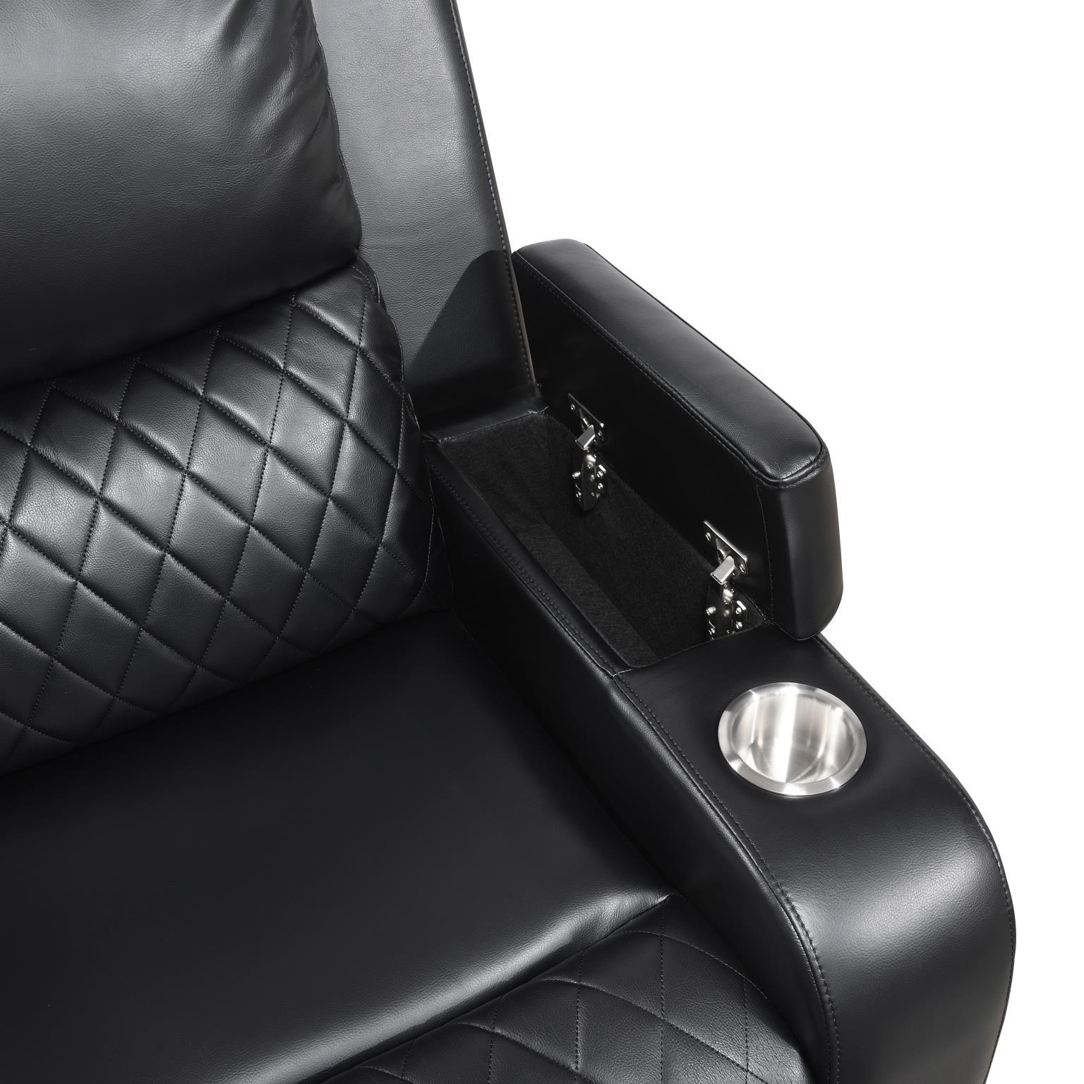 U126 - LED Motion Sofa With Dropdown Table - Black