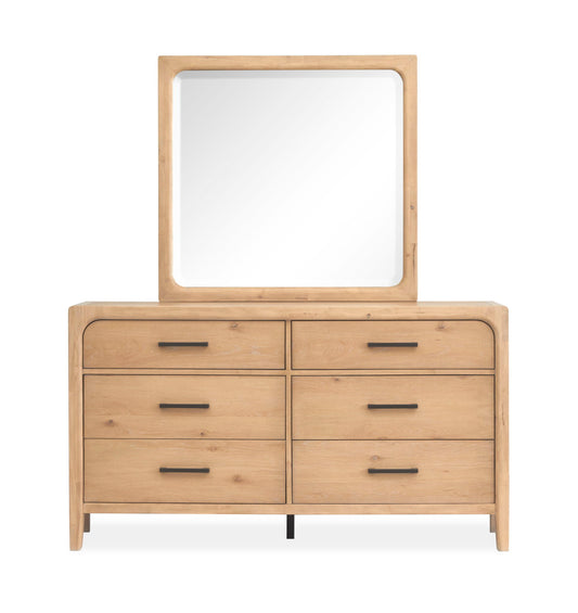 Somerset - Double Drawer Dresser with Landscape Mirror - Light Brown