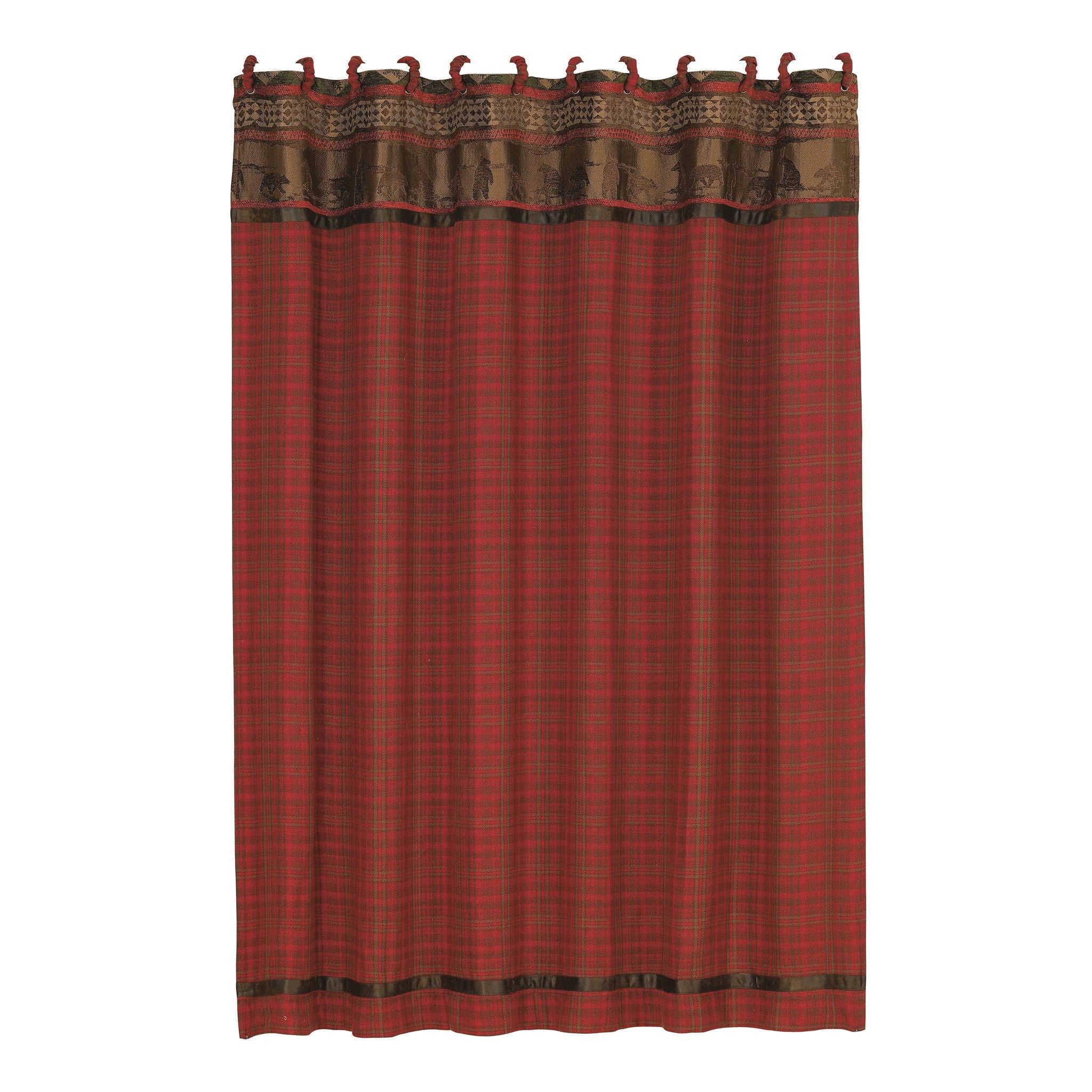 Cascade Lodge - Plaid Shower Curtain - Red / Brown