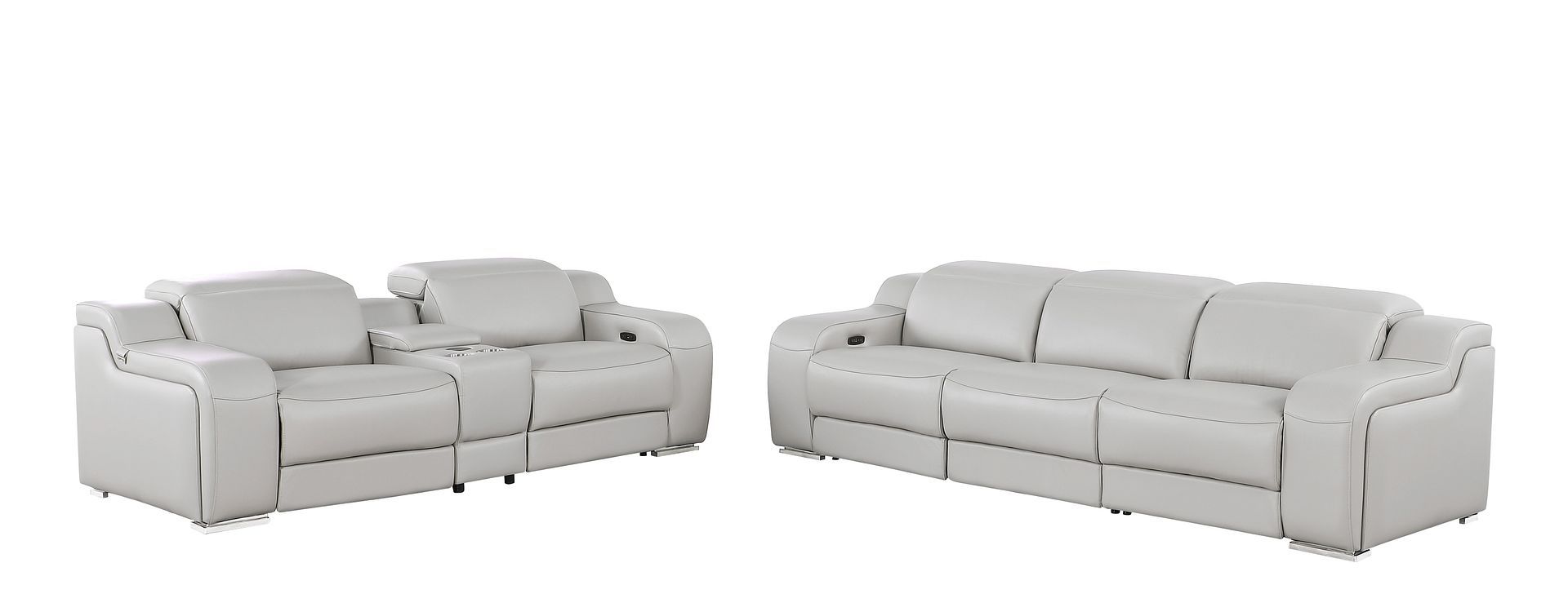 1116 - 6-Piece Modular Power Reclining Sofa And Console Loveseat Set In With 5 Power Recliners & Power Headrests