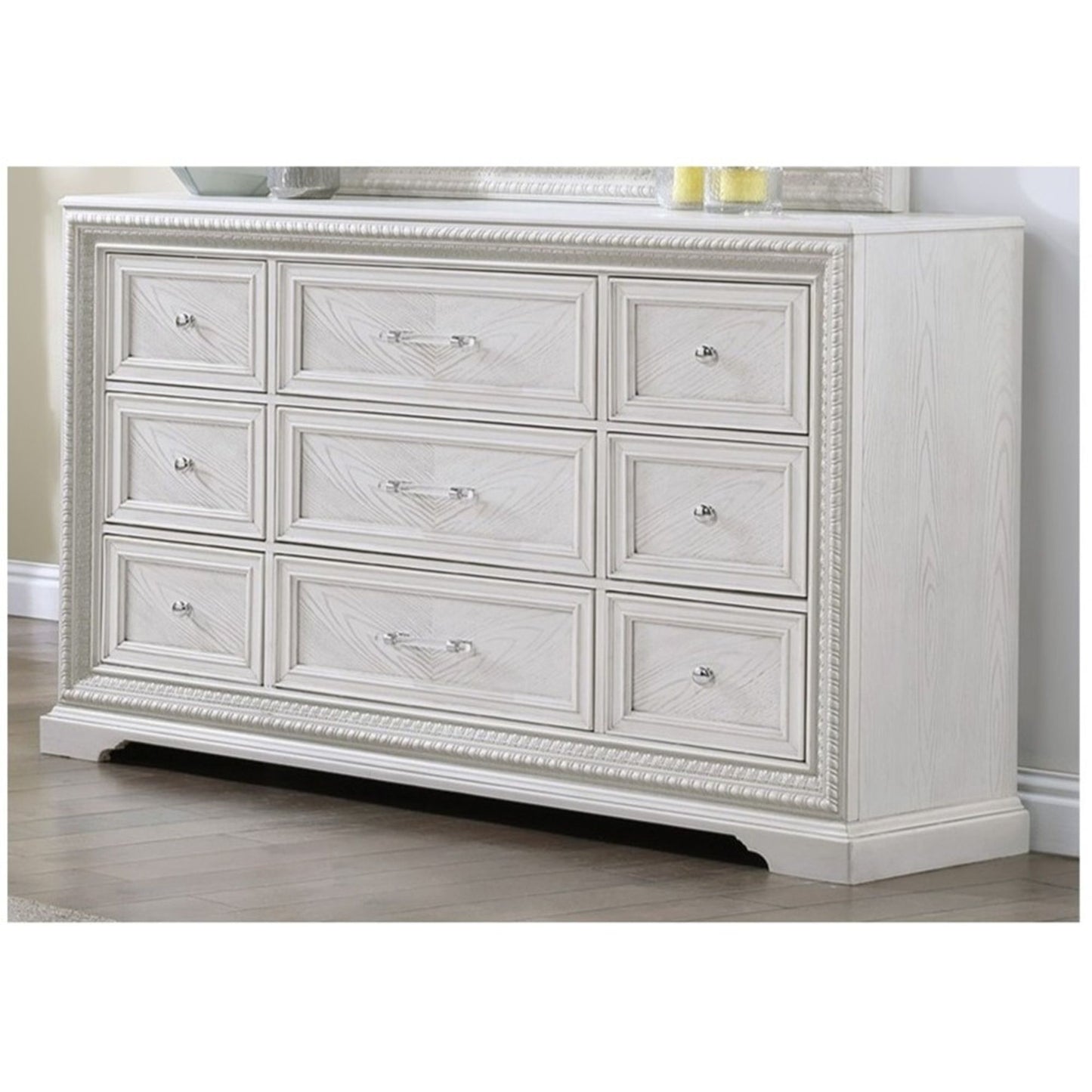6 Drawer Storage Dresser Antique Wooden Bedroom Furniture - Antique White