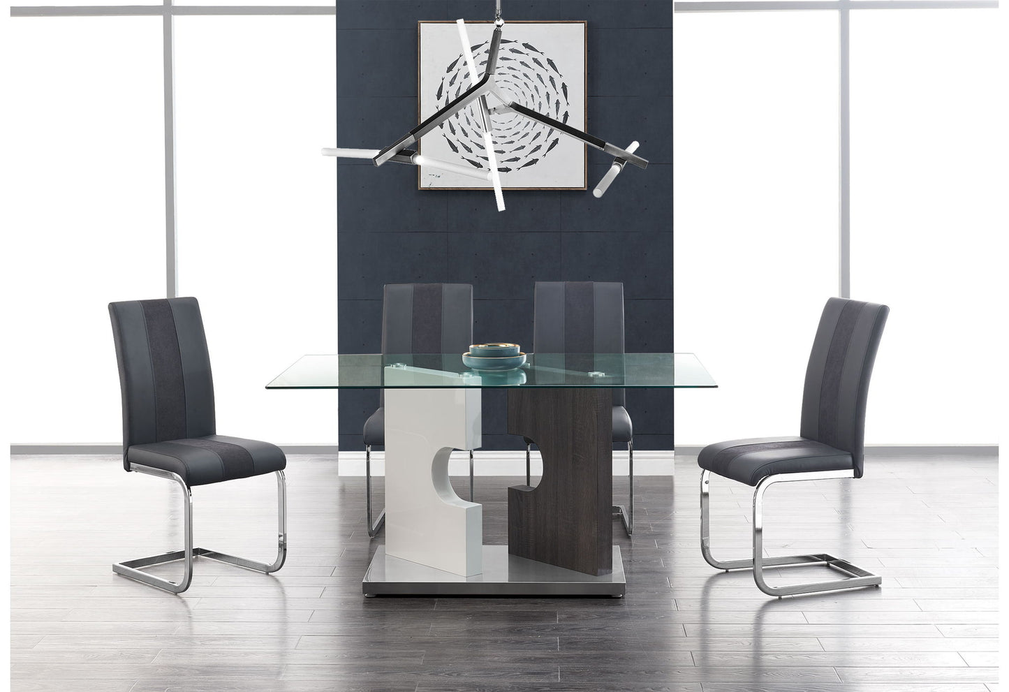 D219 - 7 Piece Dining Room Set (Dining Table And 6 Dinning Chairs) - Grey