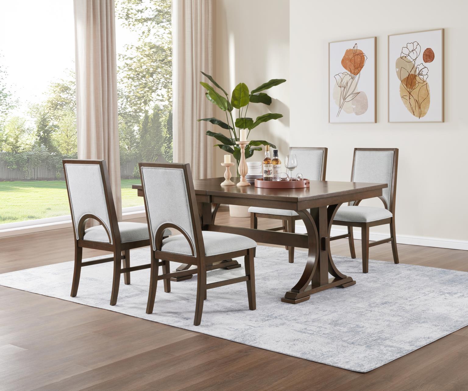 D122 - Dining Upholstered Side Chair - Cherry / Light Gray