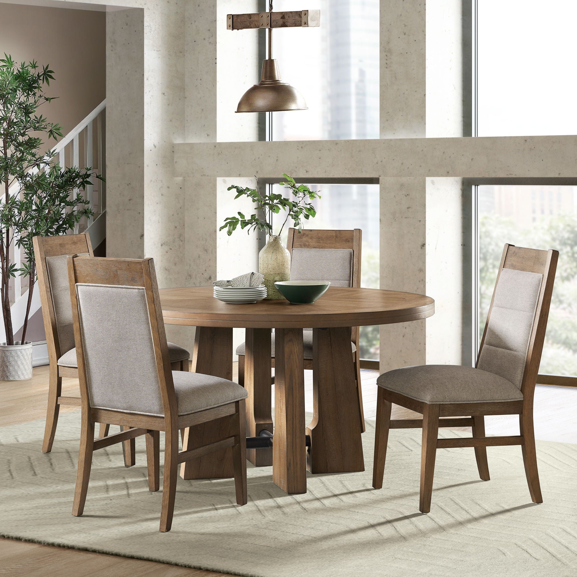 Landmark - Upholstered Chair - Weathered Oak