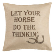 Horse - Burlap Phrase Throw Pillow - Tan