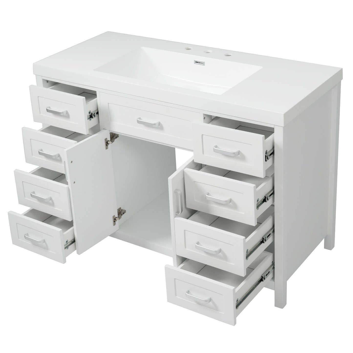 Bathroom Vanity With Sink, 2 Doors 8 Drawers, Soft Close System, Classic Design