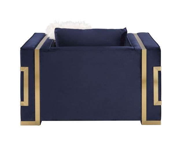 Virrux - Chair - Blue Velvet & Gold Finish