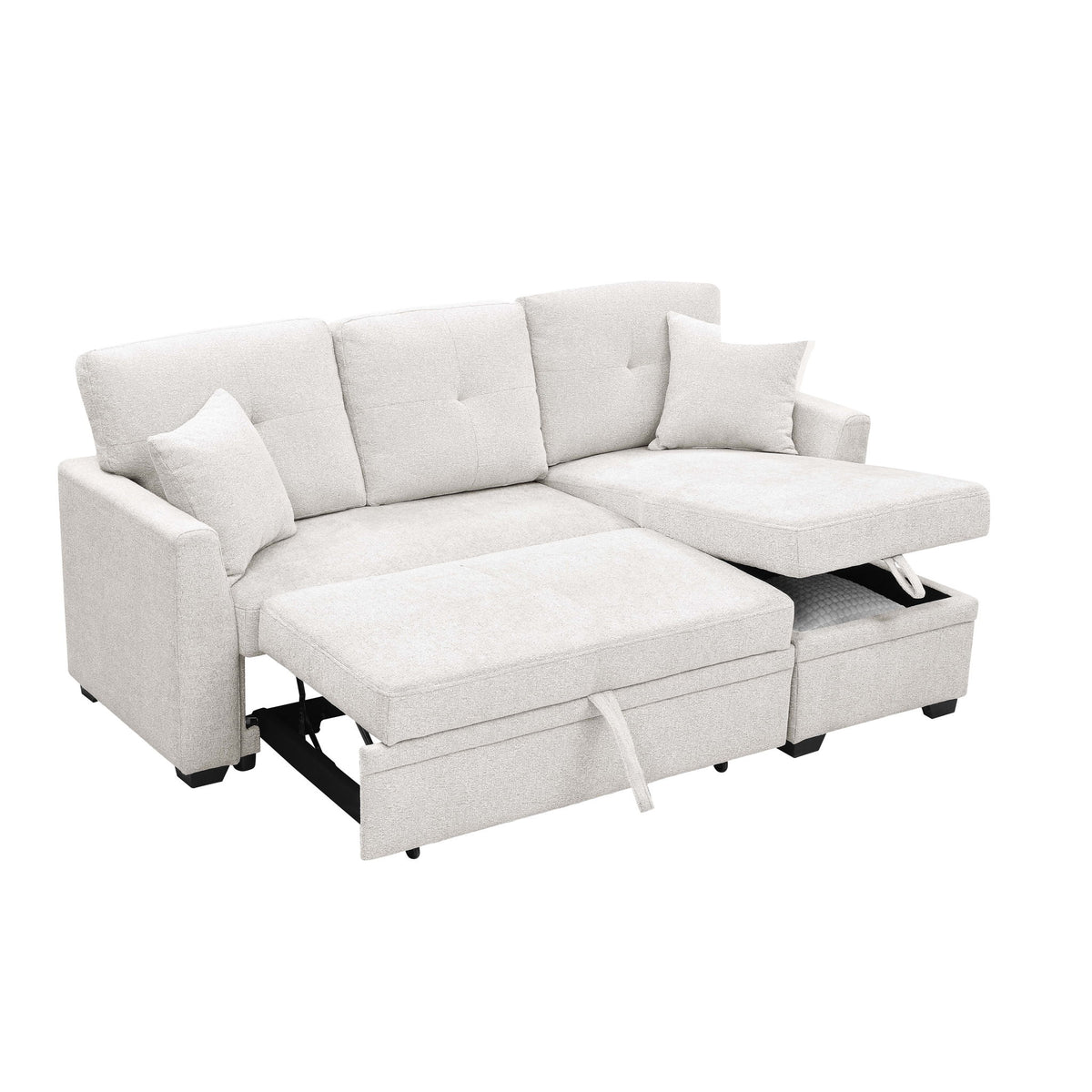 Upholstered Sectional & Pull Out Bed And Chaise Storage
