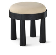 Larea - Linen Textured Fabric Ottoman - Black Base