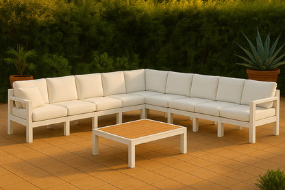 Nizuc - Outdoor Patio 9 Piece Modular Sectional With White Frame