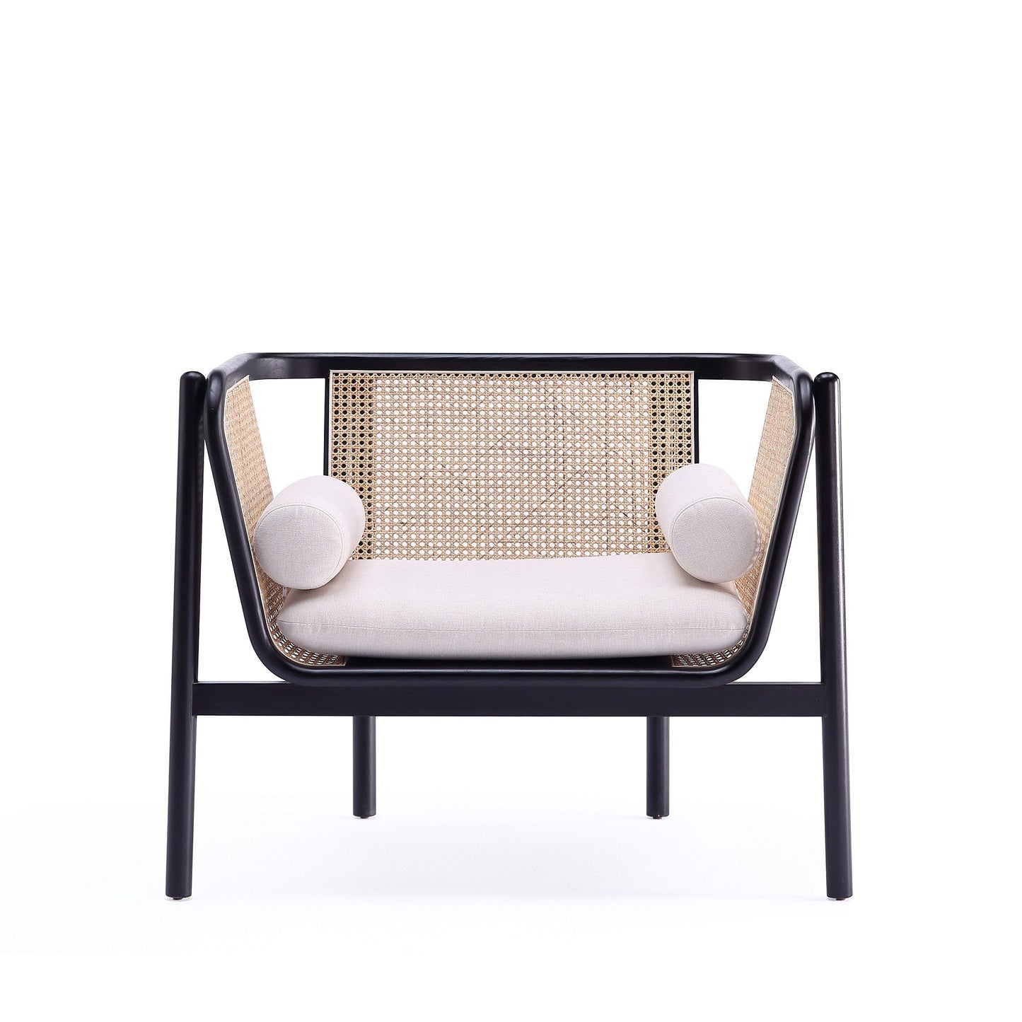 Versailles - Accent Armchair With Rattan Frame - Cream