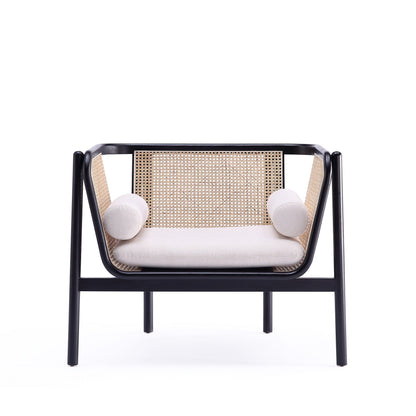 Versailles - Accent Armchair With Rattan Frame - Cream