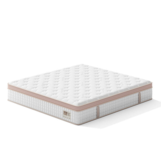 12" King Size Firm Hybrid Mattress, Gel Memory Foam & Pocket Springs, Pressure Relief, Motion Isolation, Ergonomic Bed - White
