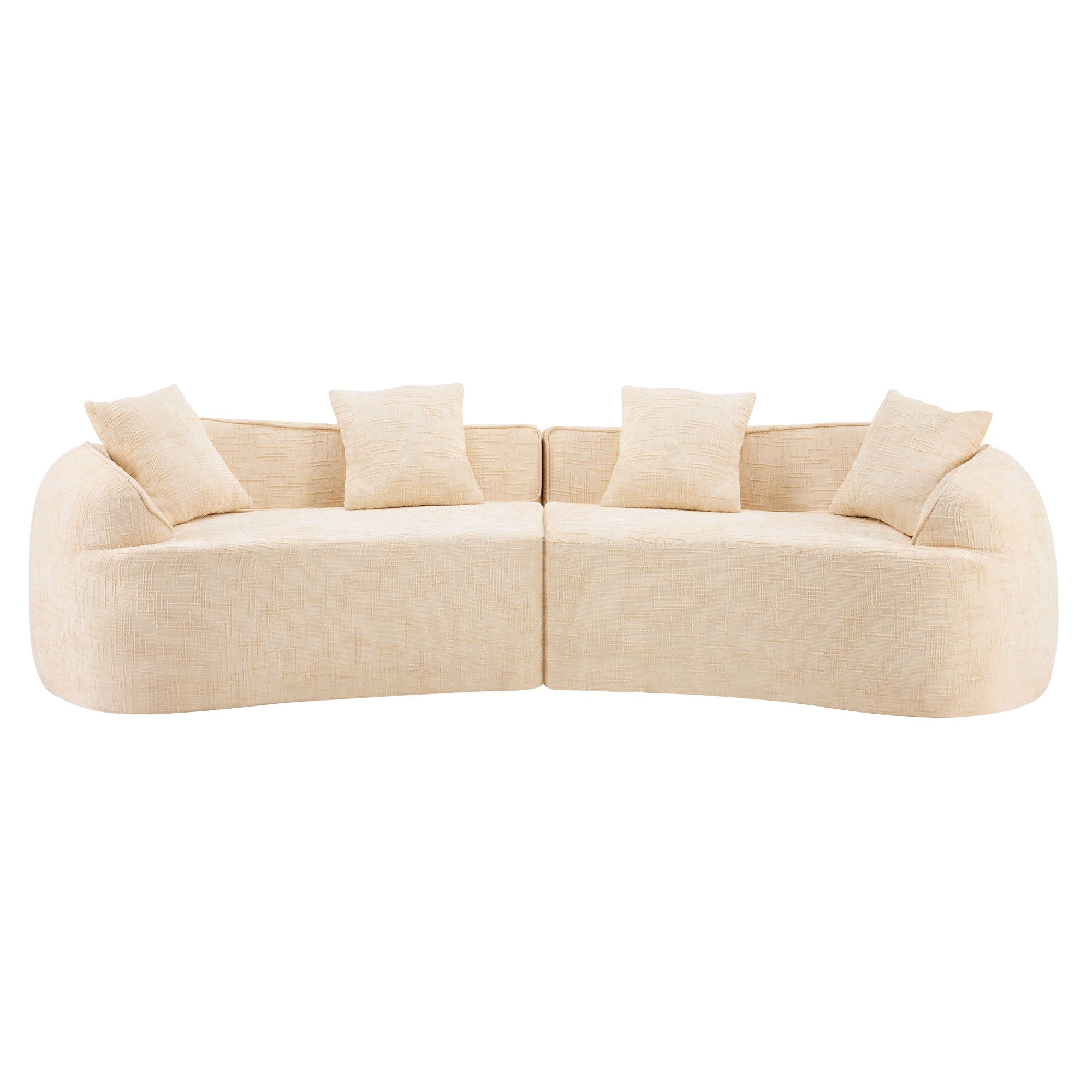 Curved Compressed Sofa, Nordic-Style Design For Living Room