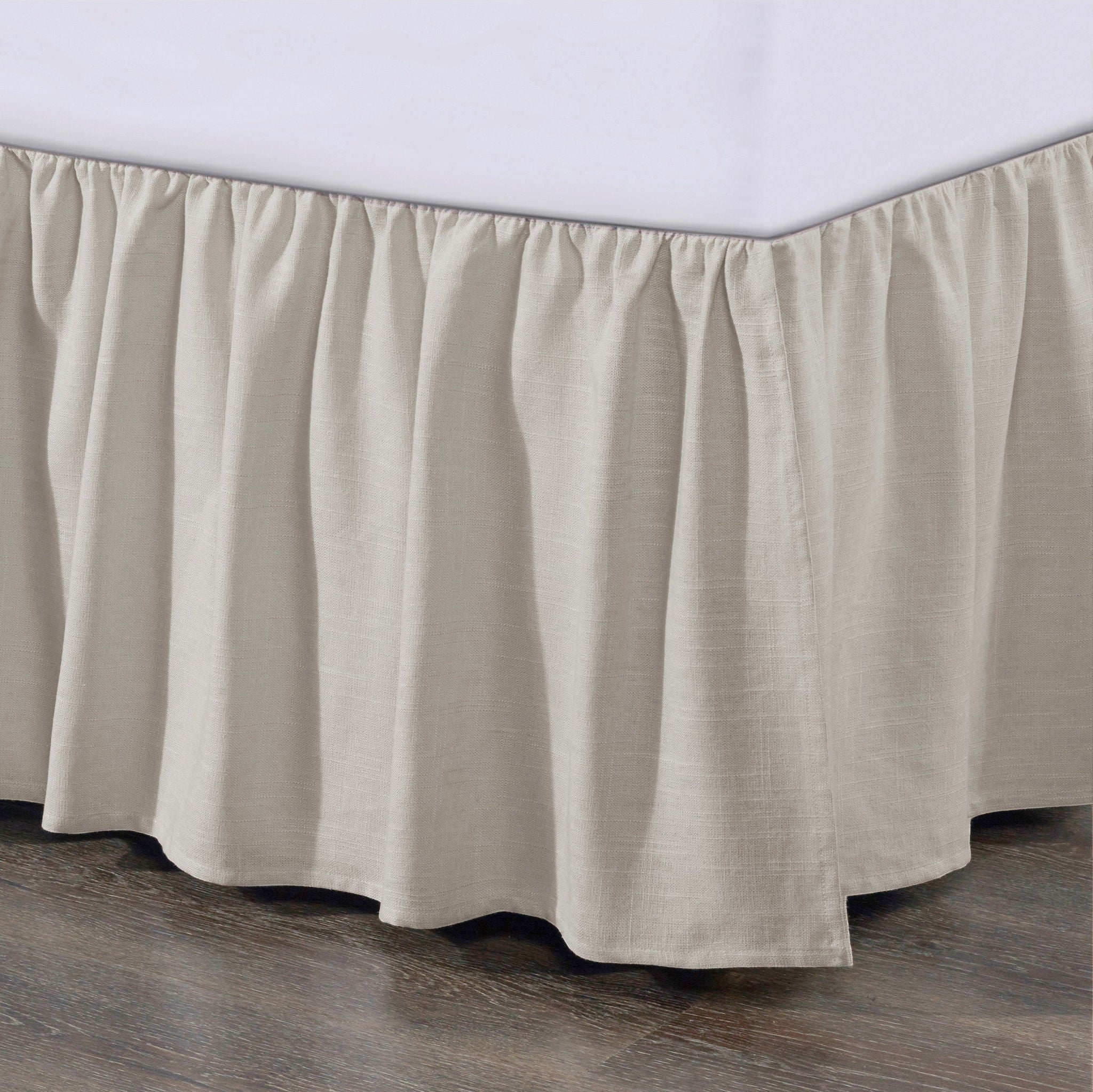 Lily - King Washed Linen Gathered Bed Skirt - Light Tan