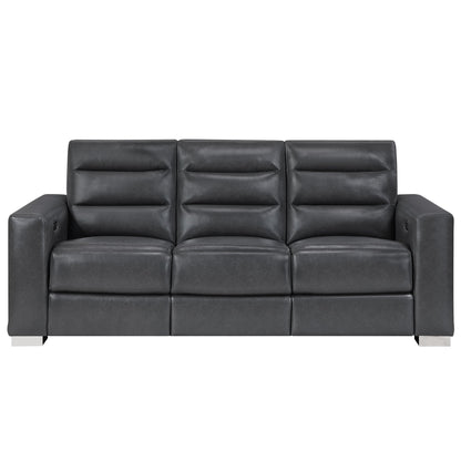 Yamein - Power Reclining Sofa With Bookcase Arms And LED Lights - Charcoal