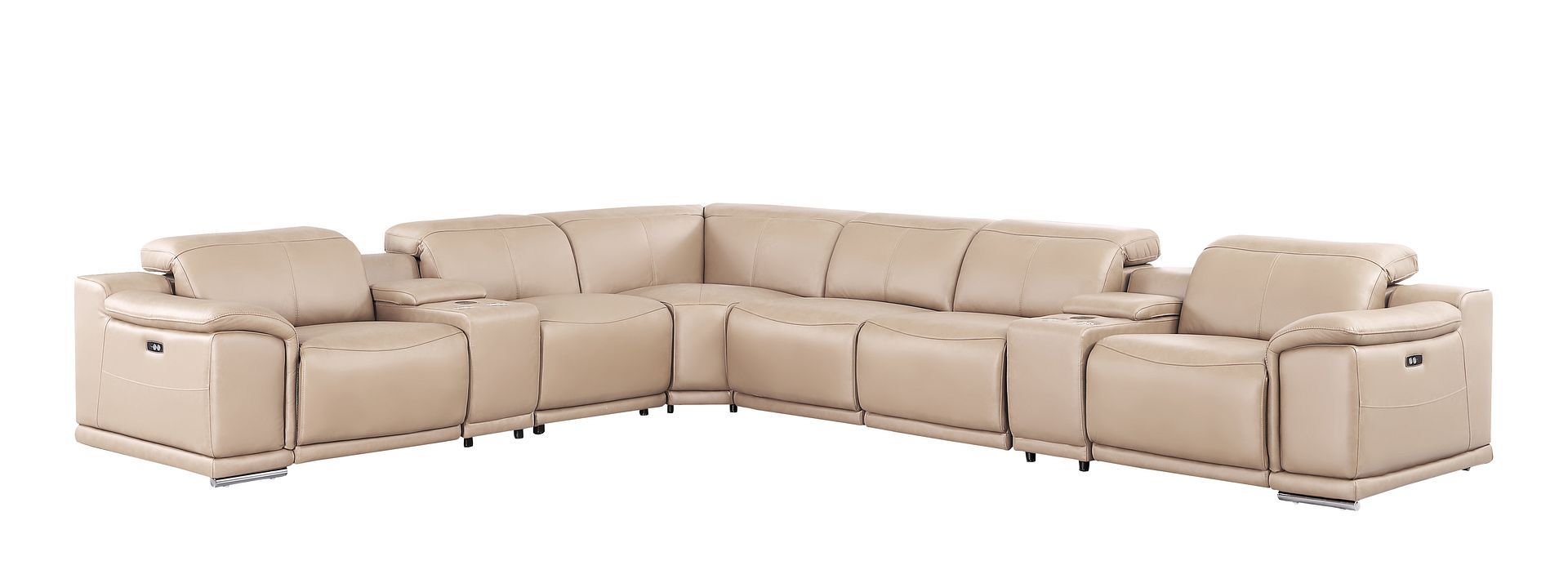 2679 - 8-Piece L-Shaped Power Reclining Sectional In Genuine Leather (3 Recliners)