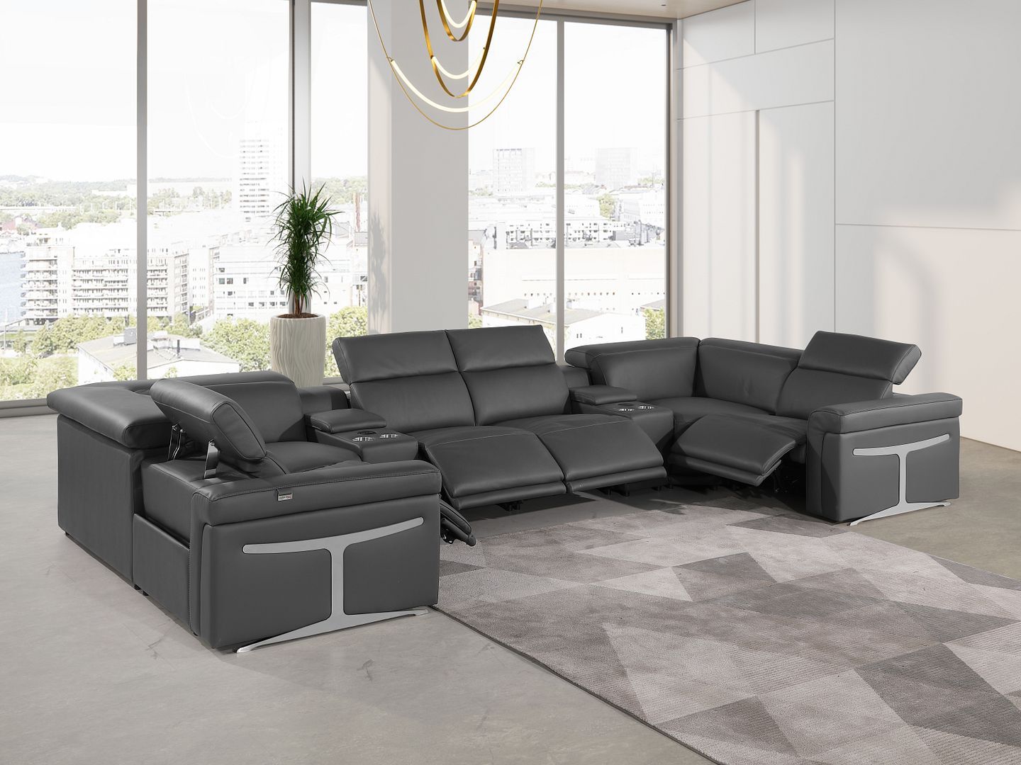 1126 - 8-Piece U-Shaped Sectional Sofa In With 4 Power Recliners & Power Headrest