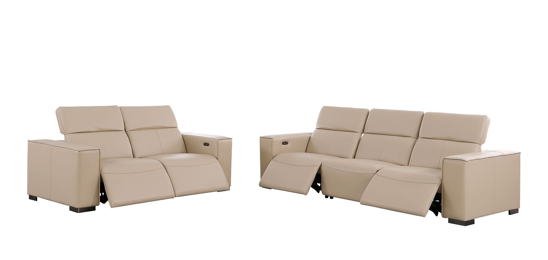 1208 - Leather Reclining Set (Sofa & Loveseat With Four Power Recliners)