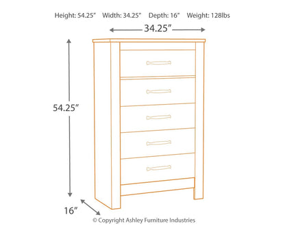 Bellaby - Five Drawer Chest - Whitewash