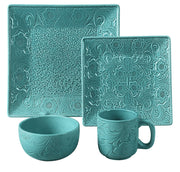 Savannah - Ceramic Dinnerware Set (Set of 16) - Turquoise
