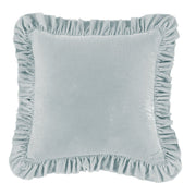 Stella - Faux Silk Velvet Ruffled Euro Sham - Icy Blue