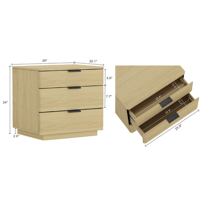 Payton - Nightstand & 3 Drawers - Oak