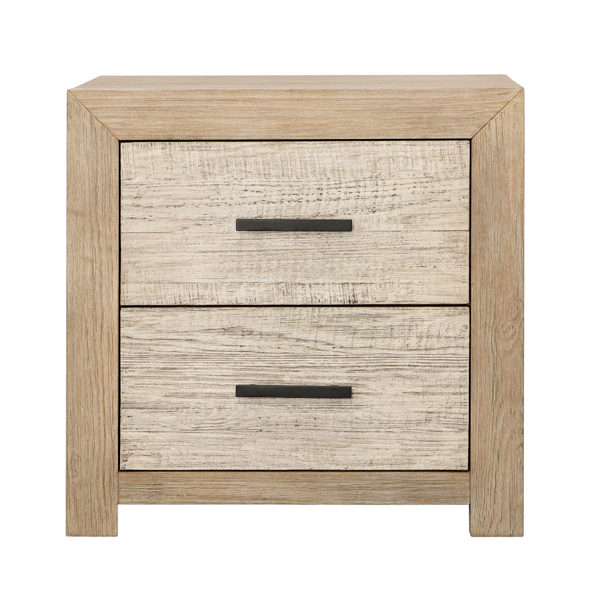 Roux - Double Drawer Nightstand - Light And Gray Warm Wash