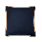 Luna - Washed Linen Jute Trimmed Pillow - Navy