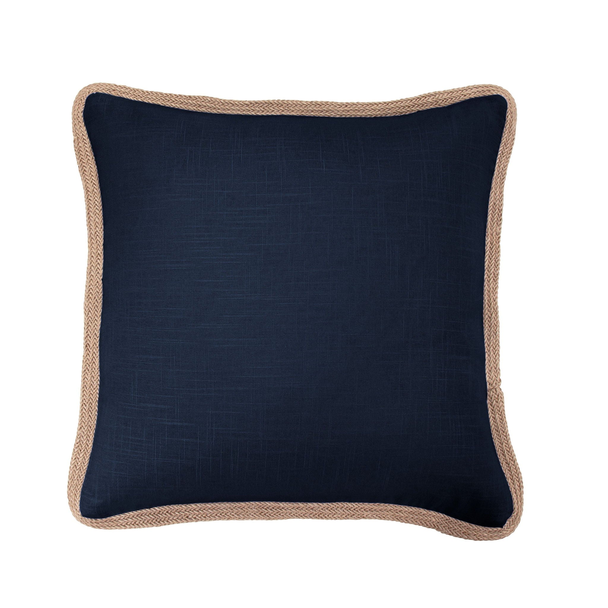 Luna - Washed Linen Jute Trimmed Pillow - Navy