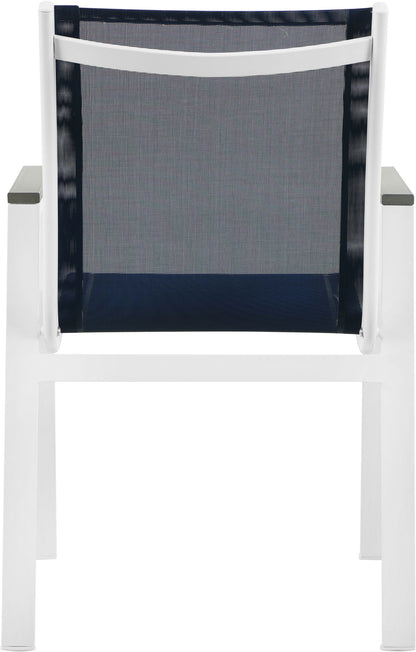 Nizuc - Outdoor Patio Dining Arm Chair With White Frame And Gray Arms (Set of 2)