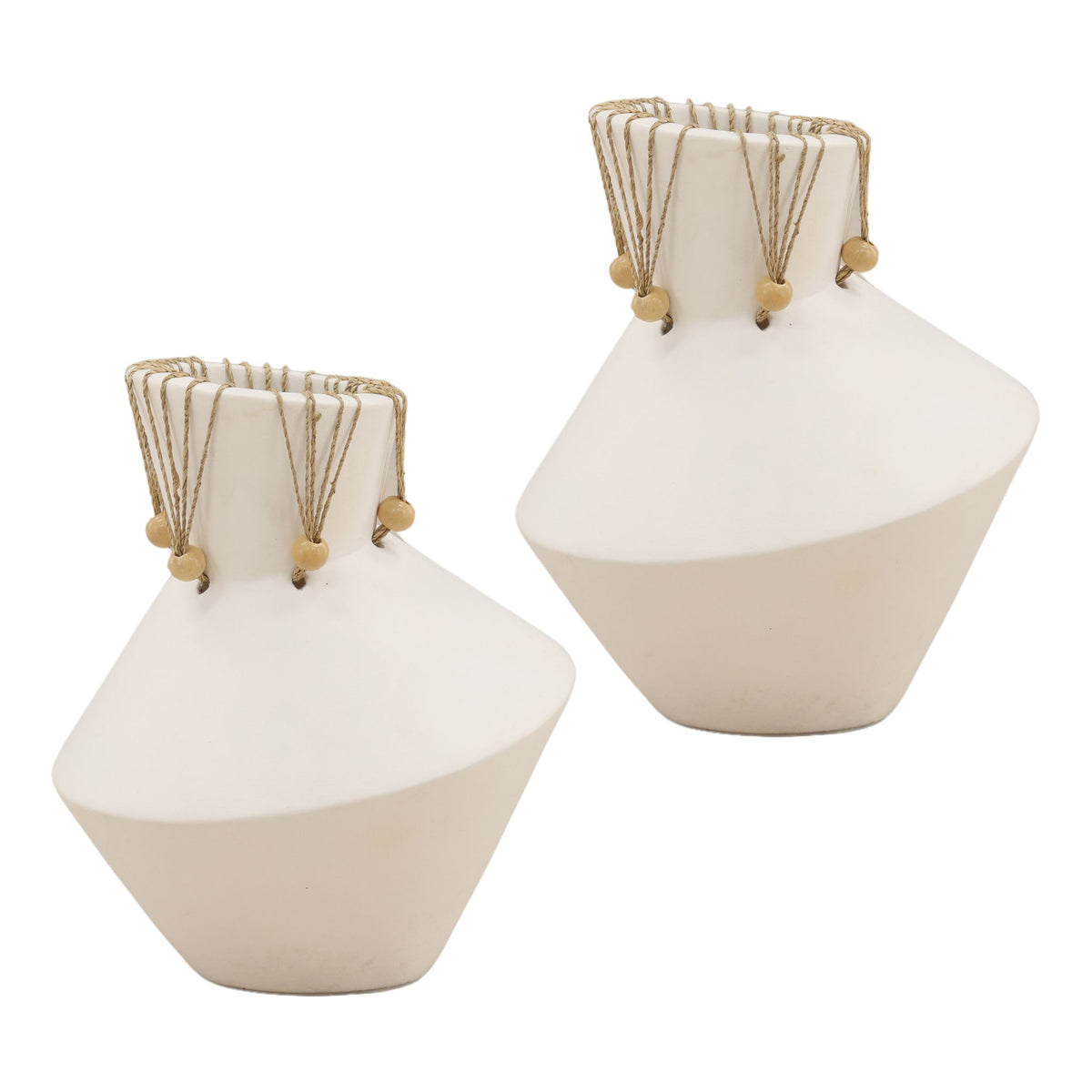 Tavo - Vase (Set of 2) - White And Natural