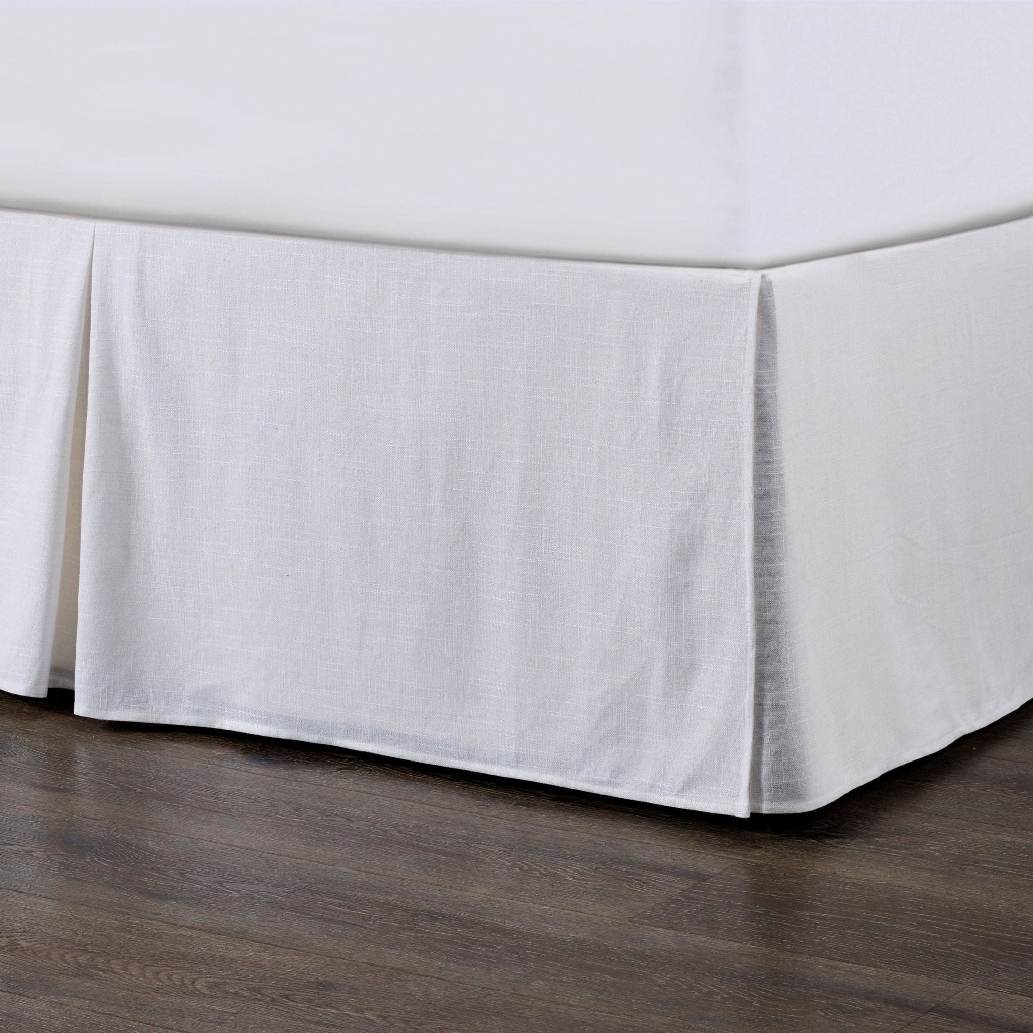Hera - Queen Washed Linen Tailored Bed Skirt - White